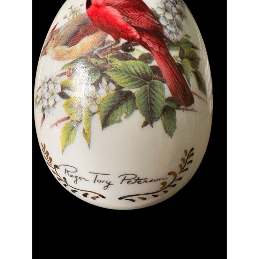 Danbury Mint Roger Tory Peterson Porcelain Songbird Egg Cardinal 1995 - Picture 3 of 7